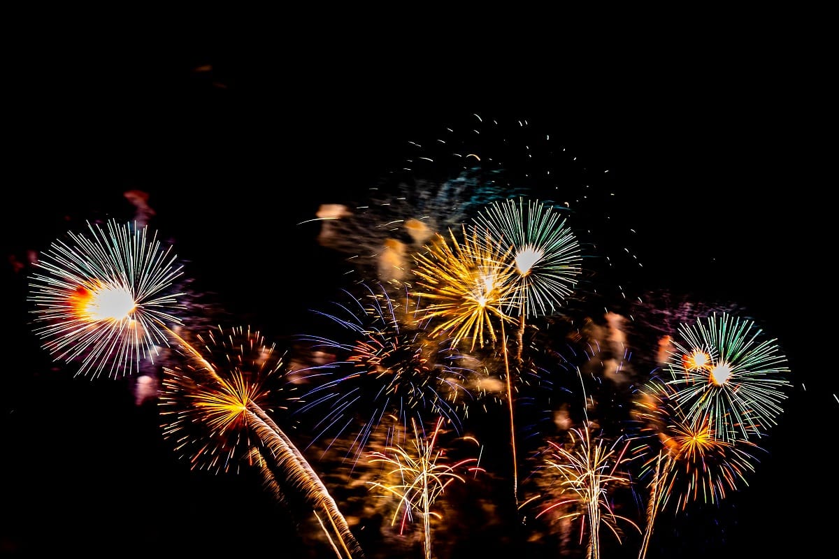 Beautiful Colorful Firework Display At Night For Celebrate